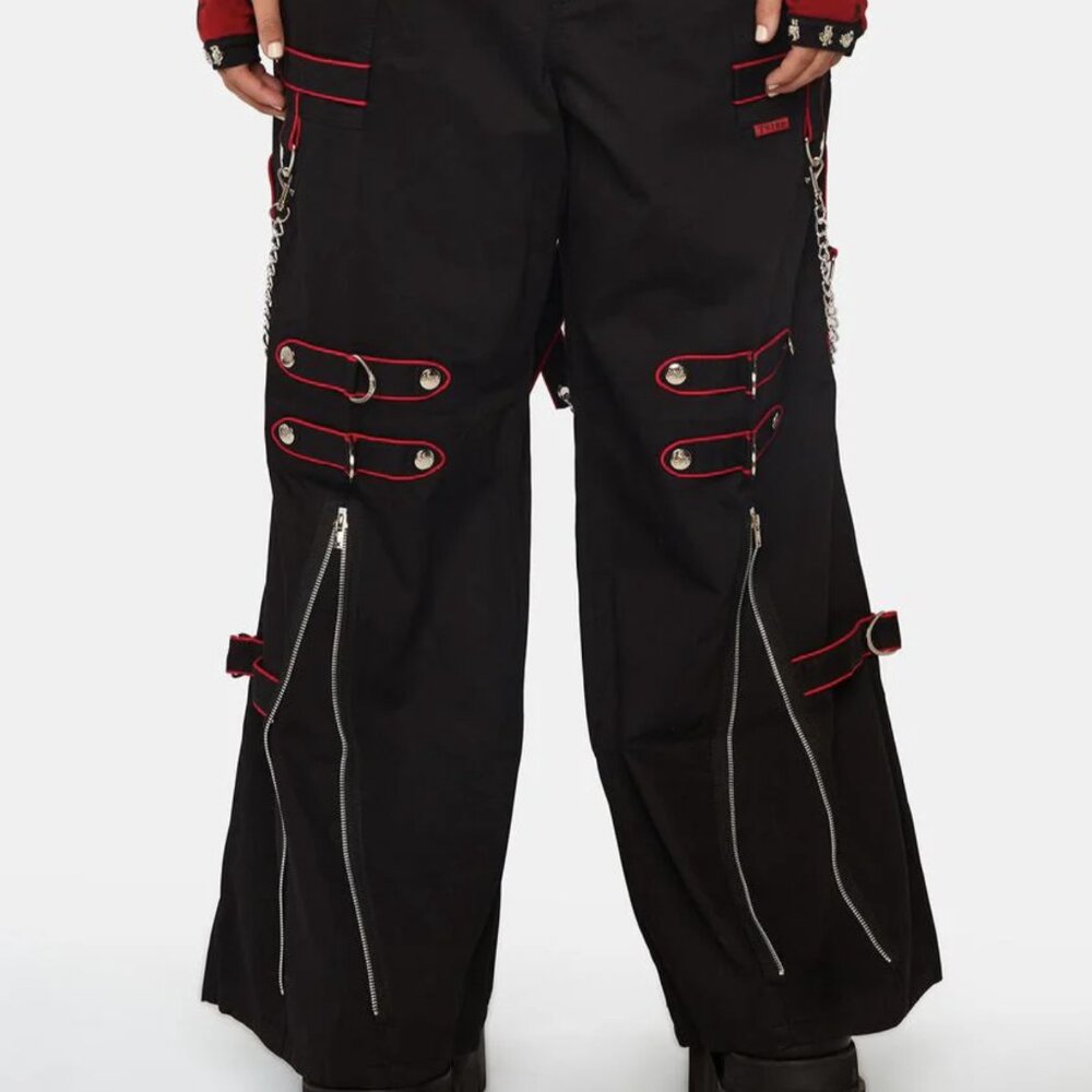 Tripp band pants nwt black red flare plus size 18 cybergoth emo numetal
